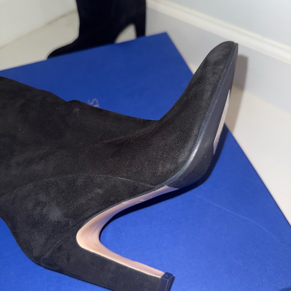 Stuart Weitzman Classic Black Suede Heeled Boots NEW - Picture 5 of 12